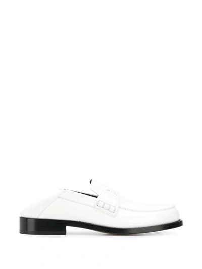 Shop Maison Margiela Leather Four-stitch Loafers In White