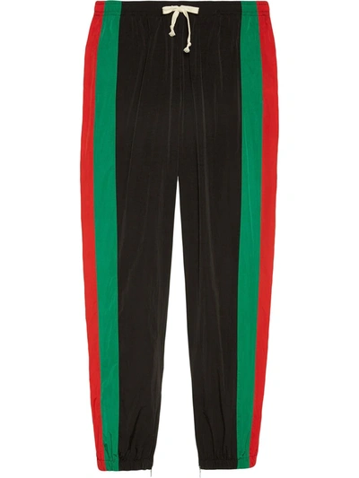 Shop Gucci Striped Track Pants In Black