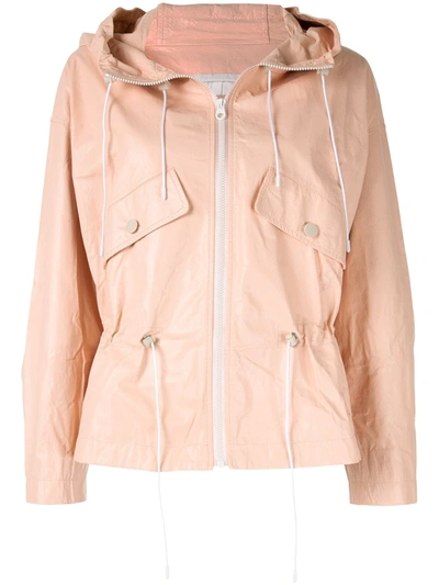 Shop Yves Salomon Hooded Leather Jacket In Pink