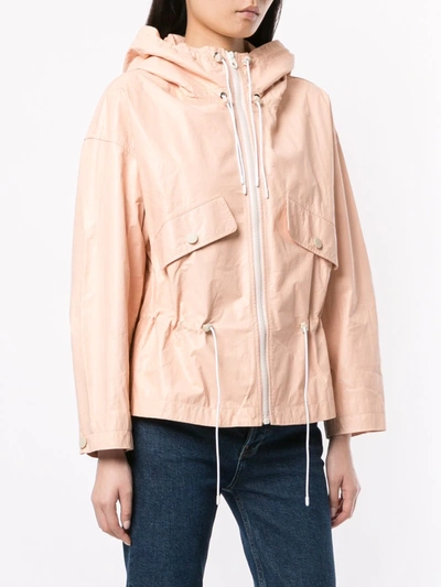 Shop Yves Salomon Hooded Leather Jacket In Pink