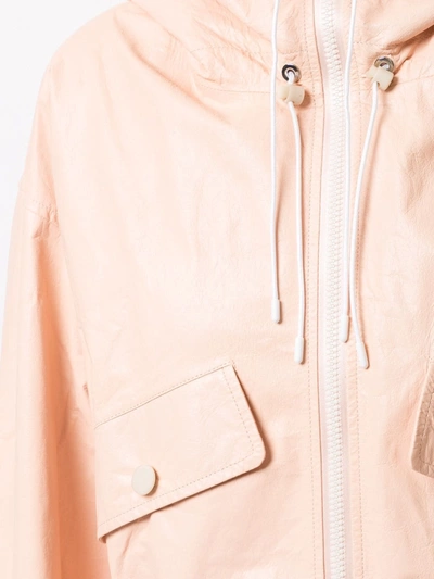 Shop Yves Salomon Hooded Leather Jacket In Pink