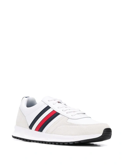 Shop Tommy Hilfiger Signature Leather Lace-up Sneakers In White