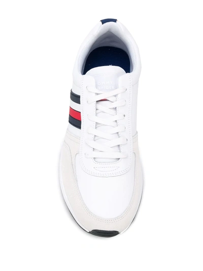 Shop Tommy Hilfiger Signature Leather Lace-up Sneakers In White