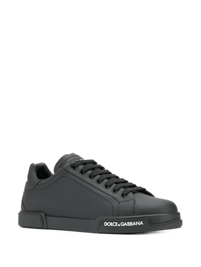 Shop Dolce & Gabbana Portofino Leather Sneakers In Black