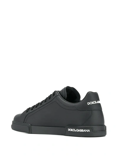 Shop Dolce & Gabbana Portofino Leather Sneakers In Black