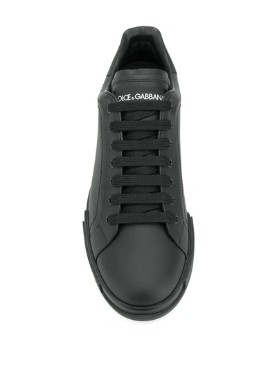 Shop Dolce & Gabbana Portofino Leather Sneakers In Black