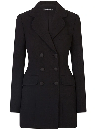 Dolce & Gabbana Wool Blend Double-breasted Jacket In Black