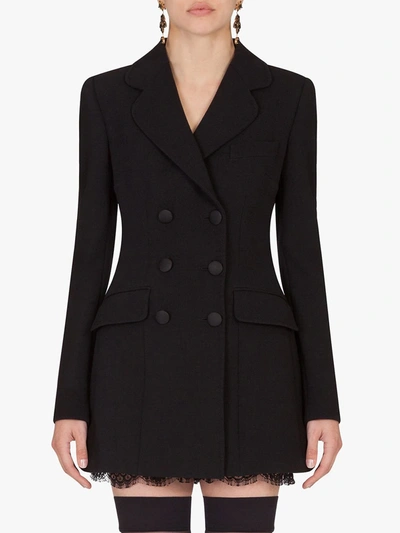 Dolce & Gabbana Wool Blend Double-breasted Jacket In Black