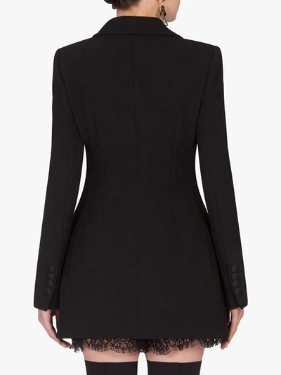 Shop Dolce & Gabbana Longline Double-breasted Blazer In Black