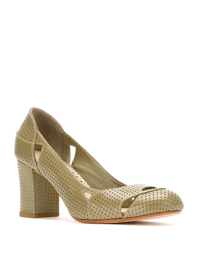 Shop Sarah Chofakian Bruxelas Perforated Leather Pumps In Green