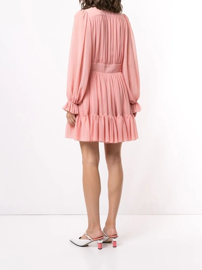 Shop Karen Walker Lily Tiered Mini Dress In Pink