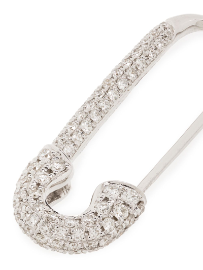 Shop Anita Ko 18kt White Gold Diamond-encrusted Single Earring In Silver