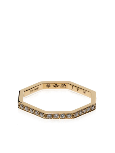 Shop Jem Octagon Diamond Paved Ring In Gold