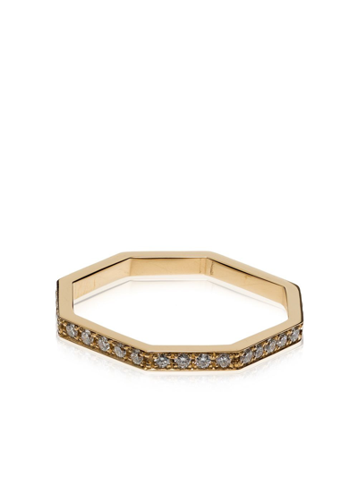 Shop Jem Octagon Diamond Paved Ring In Gold
