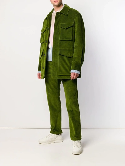 Shop Ami Alexandre Mattiussi Sherpa-lined Safari Jacket In Green