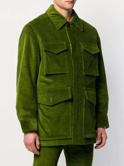 Shop Ami Alexandre Mattiussi Sherpa-lined Safari Jacket In Green