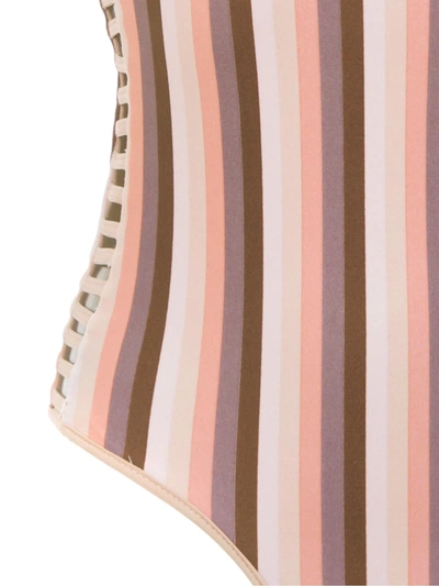 Amir Slama One Shoulder Swimsuit In Brown