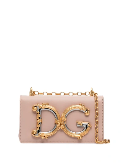 Shop Dolce & Gabbana Dg Girls Leather Phone Bag In Pink