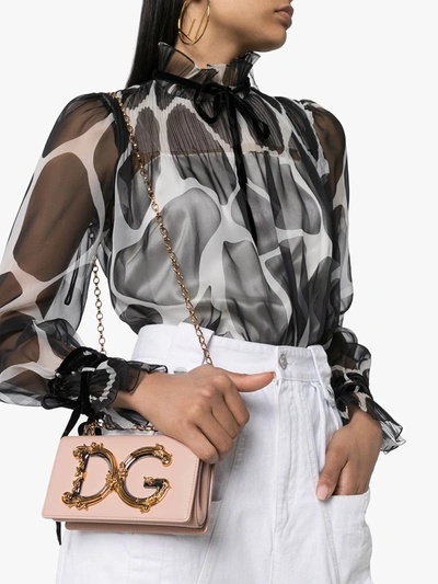 Dolce & Gabbana Pink Calfskin Phone Bag In Pink