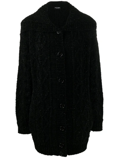 Shop Dolce & Gabbana Spread-collar Cardigan Coat In Black