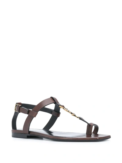 Shop Saint Laurent Cassandra Sandals In Brown