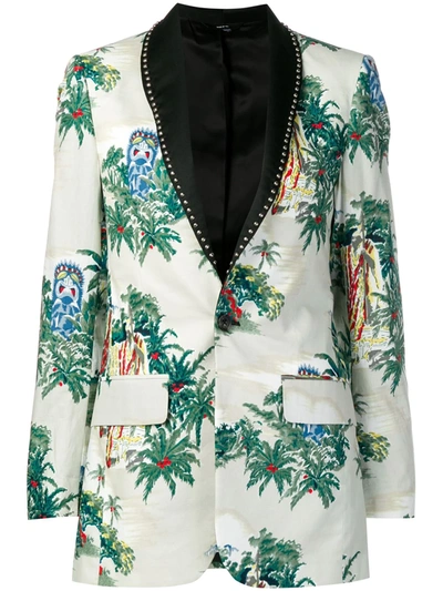 Shop R13 Tropical Pattern Blazer In Neutrals