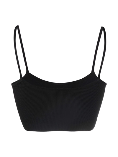 Shop Balenciaga Ribbed Sports Bra In Black