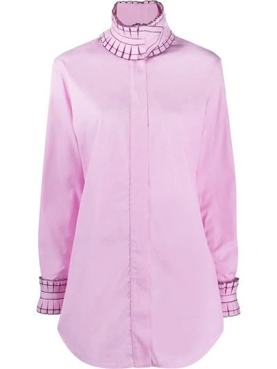 Shop Victoria Beckham Ruffled Cotton Shirt In Pink