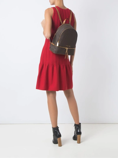Michael Michael Kors Rhea Logo Monogram Medium Backpack In Brown