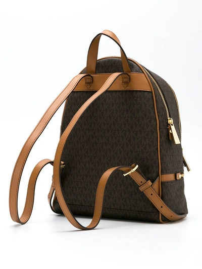 Shop Michael Michael Kors Medium Rhea Logo-print Backpack In Brown