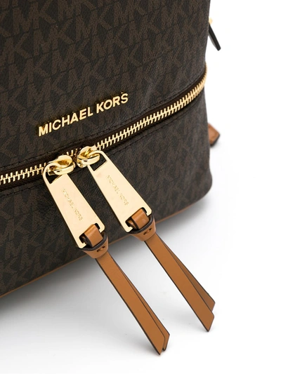 Shop Michael Michael Kors Medium Rhea Logo-print Backpack In Brown