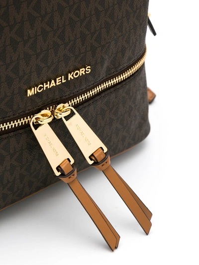 Michael Michael Kors Rhea Logo Monogram Medium Backpack In Brown