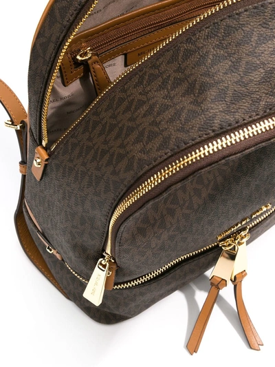 Shop Michael Michael Kors Medium Rhea Logo-print Backpack In Brown