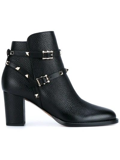 Shop Valentino Rockstud Ankle Boots In Black