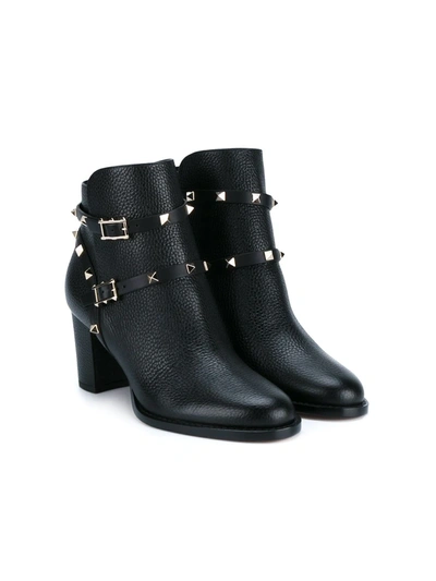 Valentino Garavani Rockstud Leather 70mm Chunky-heel Bootie In Black ...