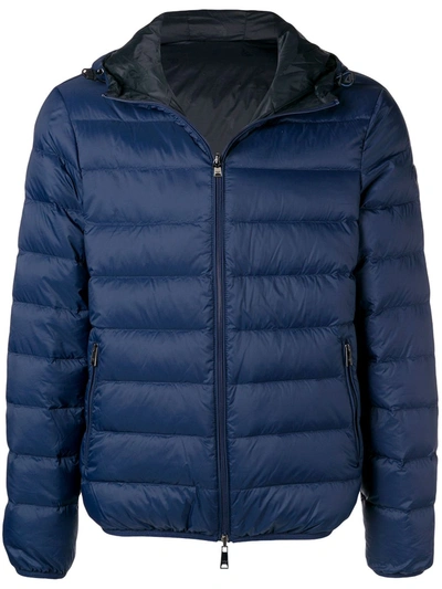Shop Emporio Armani Front Zip Padded Jacket In Blue