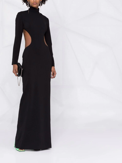 Shop Monot Open-back High-neck Cut-out Evening Gown In Schwarz