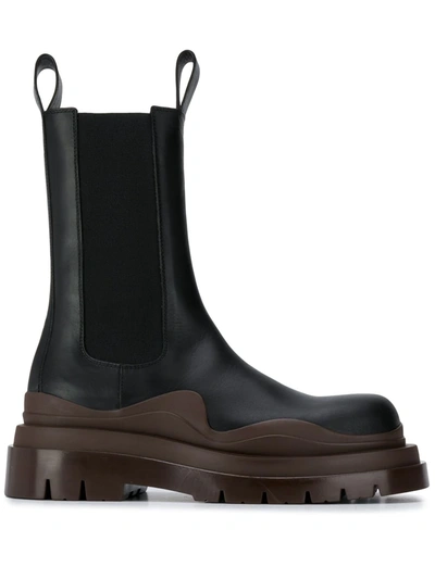 Shop Bottega Veneta Chunky Two-tone Leather Boots In Black