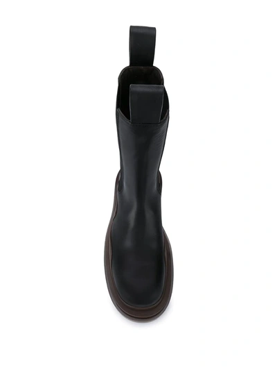 Shop Bottega Veneta Chunky Two-tone Leather Boots In Black