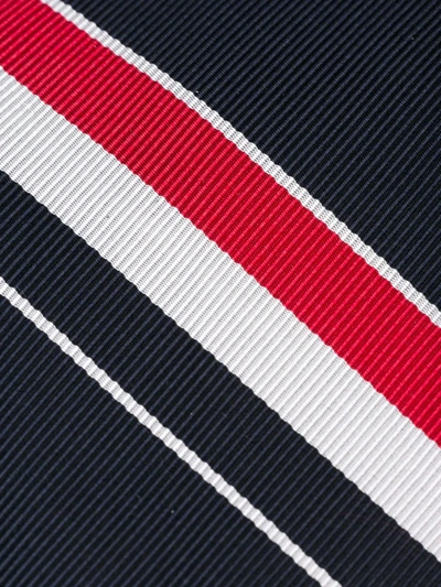 Thom Browne Grosgrain Stripe Tie In Blue