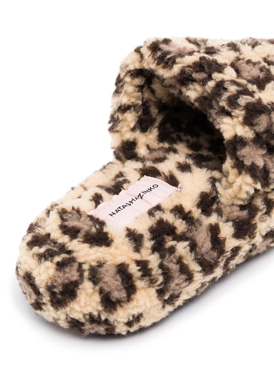Natasha Zinko Beige Leopard Print Wool Slippers In Neutrals