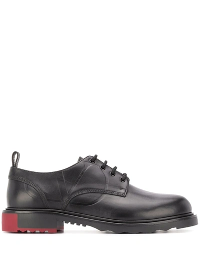 Shop Valentino Vlogo Leather Derby Shoes In Black