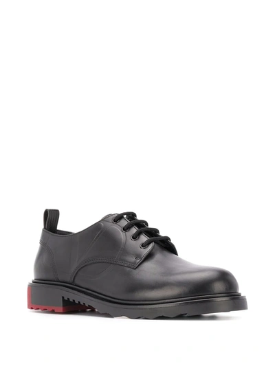 Shop Valentino Vlogo Leather Derby Shoes In Black