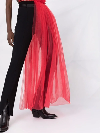 Shop Alchemy Asymmetrical Ruffled Tulle-draped Blouse In Rot