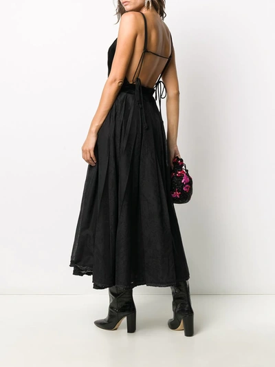 Shop Renli Su Velvet Panel Midi Dress In Black