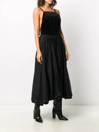 Shop Renli Su Velvet Panel Midi Dress In Black