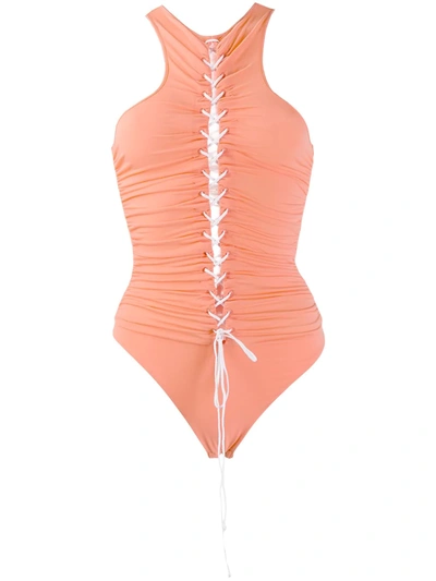 Shop Ben Taverniti Unravel Project Cross-lace Body In Orange