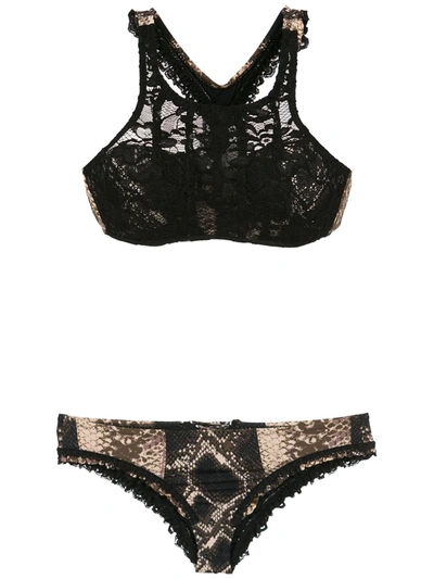 Shop Amir Slama Lace Bikini Set In Black