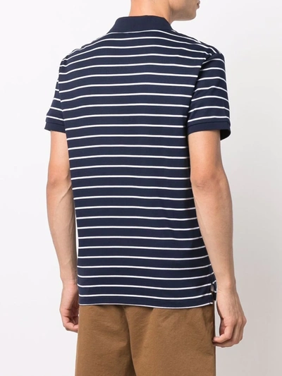 Shop Polo Ralph Lauren Striped Short-sleeved Polo Shirt In 蓝色