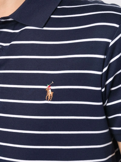 Shop Polo Ralph Lauren Striped Short-sleeved Polo Shirt In 蓝色